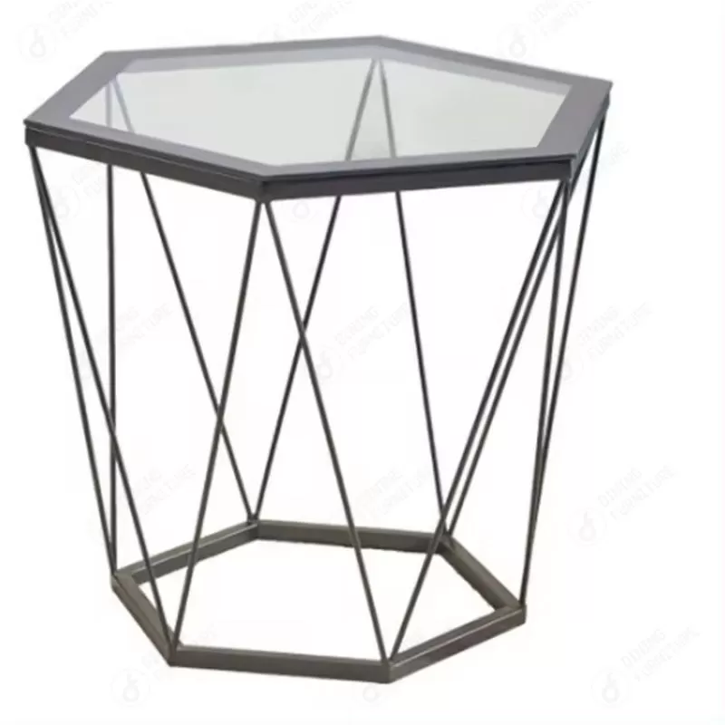 Hollow Wire Table with Glass Top DT-G22