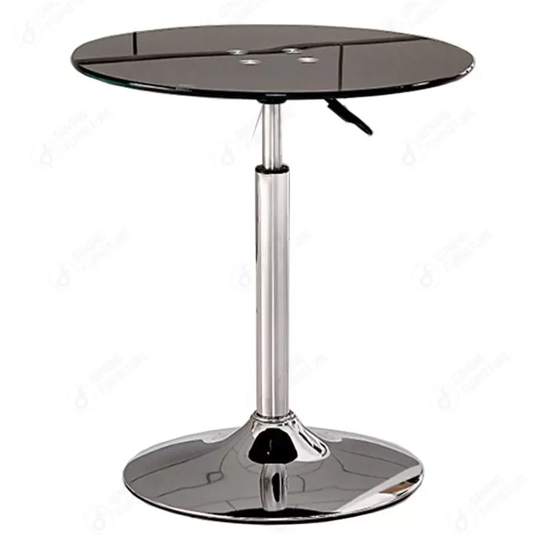 Round Table Base in Chrome Steel and Tempered Glass Top DT-G17