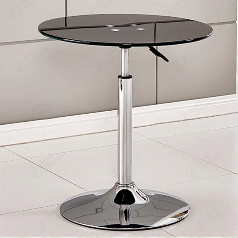 Round Table Base in Chrome Steel and Tempered Glass Top DT-G17