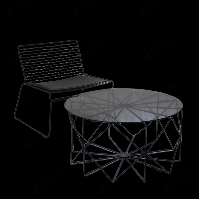 Round Glass Top with Metal Iron Base Table DT-G20