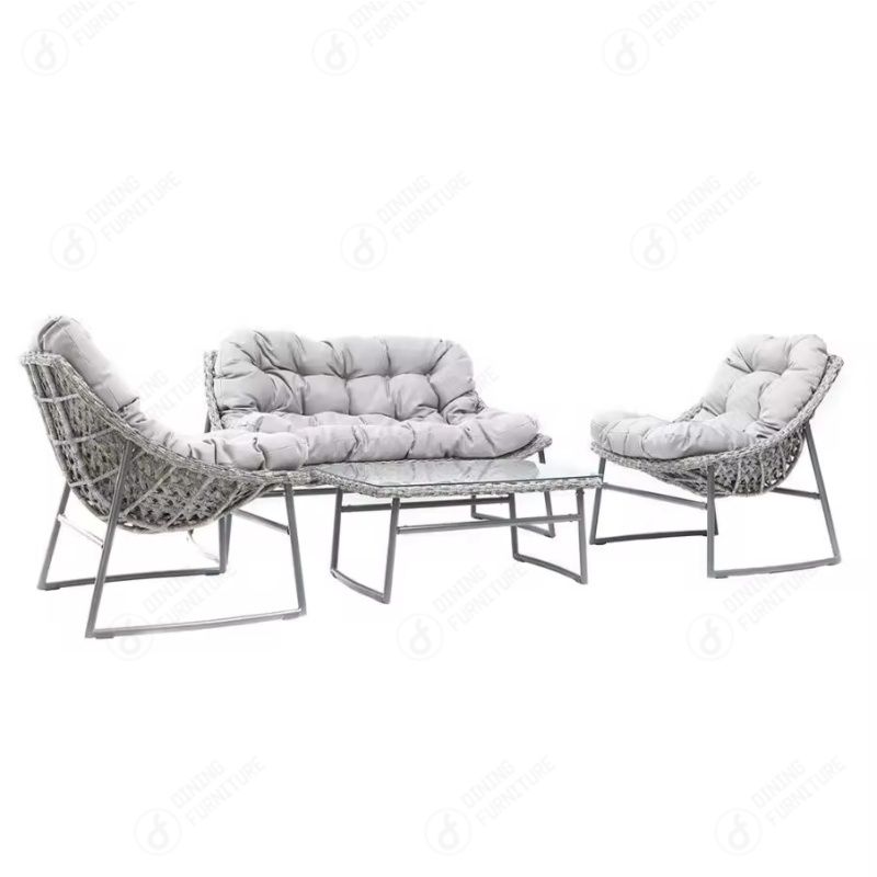 Rattan Chair with Metal Frame and Woven Upholstery DR-02T