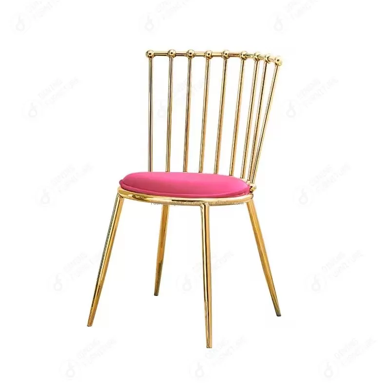 Metal Chair with Hollow Backrest and Velvet Cushion DC-H04