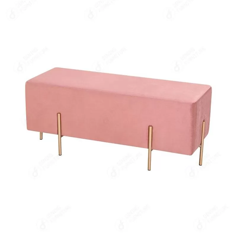 Velvet Covered with Metal Legs Sofa Footstool DF-L2
