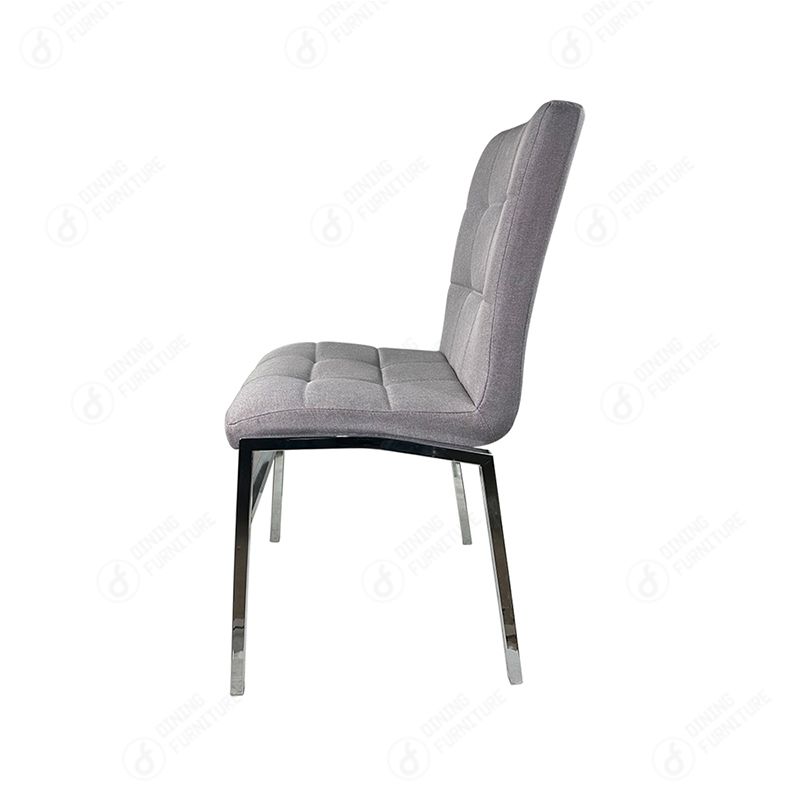 Leather Dining Chair with Plaid Metal Legs DC-U15D