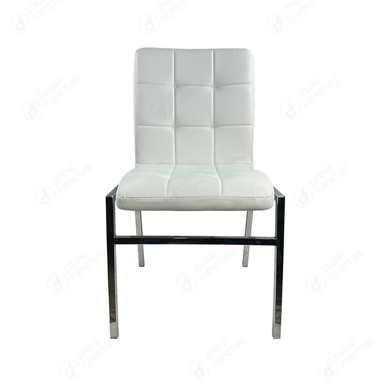 Leather Dining Chair with Plaid Metal Legs DC-U15D