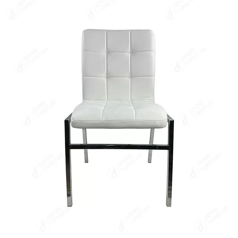 Leather Dining Chair with Plaid Metal Legs DC-U15D